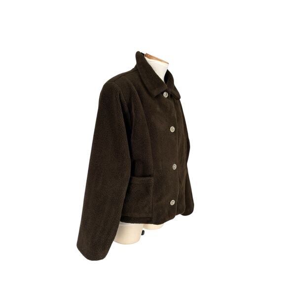 Nils Resort Collection Fleece Jacket Brown Large Cozycore Button Front Lined - Picture 2 of 13